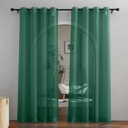 NICETOWN Green Sheer Curtains, Grommet Voile Window Panels (54"W x 84"L, 2-Pack)