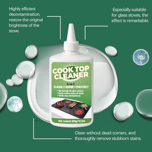 GVHHOL Glass Cooktop Cleaner Kit 300g - 3-in-1 Grease Remover
