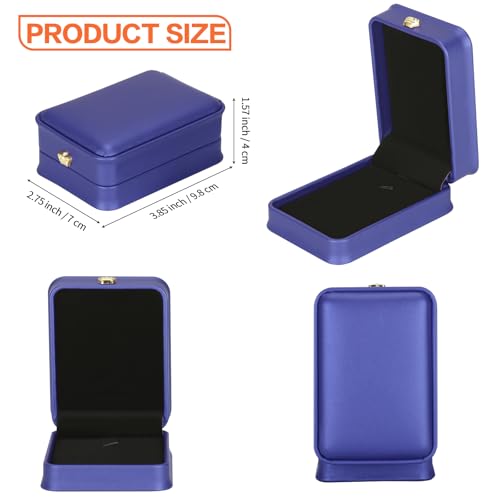 KUKUVR PU Leather Necklace Pendant Gift Box 2 Pieces Blue Jewelry Organizer