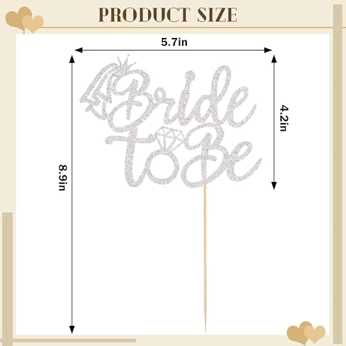 Silver Glitter Bride to Be Cake Topper for Bachelorette Parties