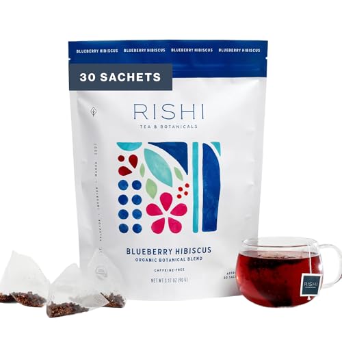 Rishi Tea Blueberry Hibiscus Herbal Tea Bags, 30ct - Caffeine Free, Organic & Sustainable