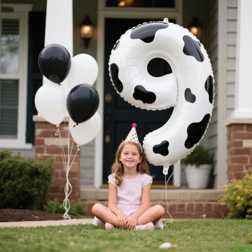 40 Inch Cow Print Number 9 Balloon - Jumbo Foil Helium Decor