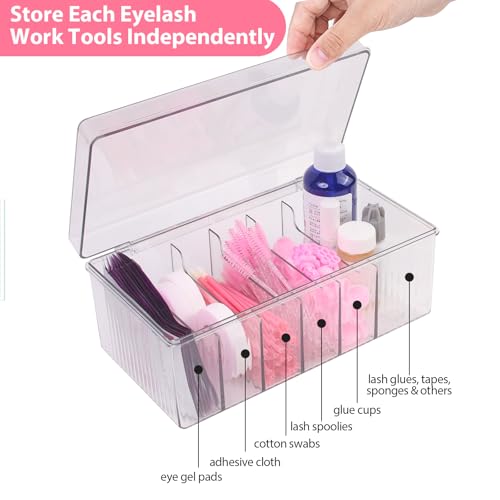 LynxLink Acrylic Lash Extension Organizer - 6-Compartment Storage Case, 1 PCS