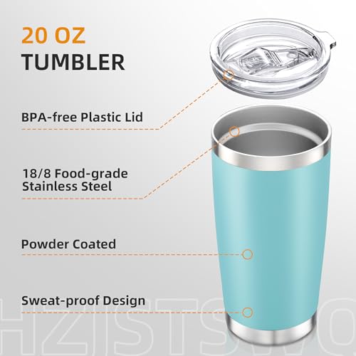 Sky Blue 20 oz Stainless Steel Insulated Tumbler with Lid - Durable, Leak-Proof, Double Wall, Fits Car Cup Holders