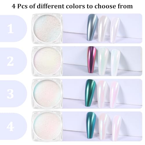 SIUSIO Chrome Nail Powder Set 4 Colors Metallic Mirror Pigment Kit