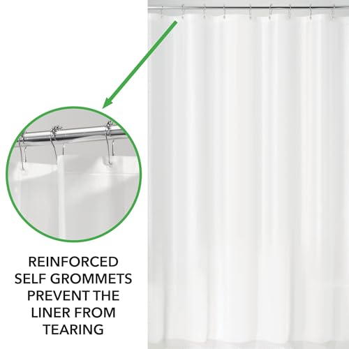 iDesign PEVA Shower Curtain Liner, Mildew Resistant, 72" x 72", White, 2-Pack