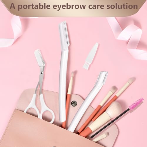 5-in-1 Eyebrow Trimming Kit with Razors, Scissors and Spoolie Brush - Milky White
