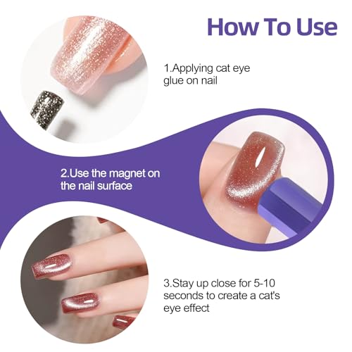 Lobodt 2-in-1 Magnetic Cat Eye Nail Art Tool, Octagonal Metal Handle