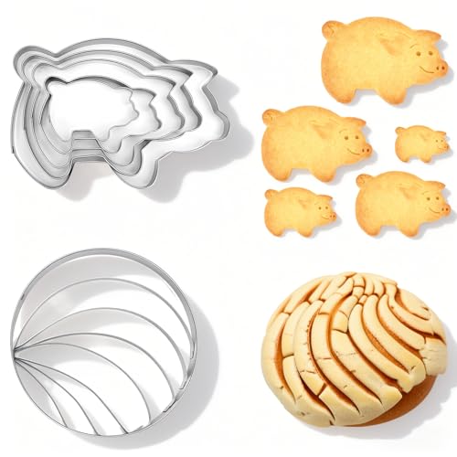 Pig Cookie Cutters Set 6-Piece Stainless Steel Mexican Bread Molds