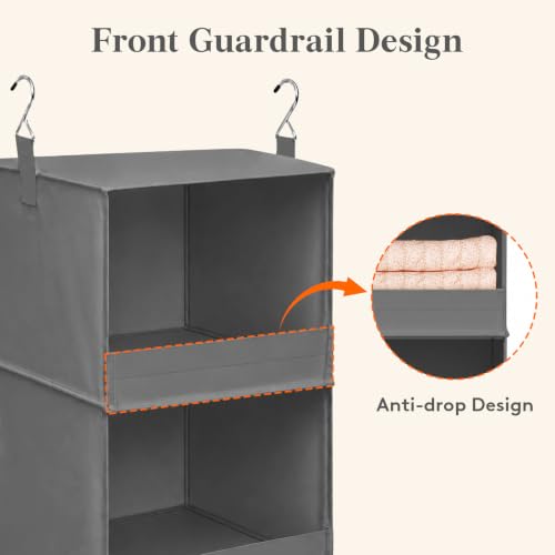 Lifewit 3-Tier Hanging Closet Organizer, Grey Foldable Storage Shelves