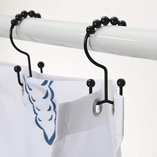 Goowin Stainless Steel Black Shower Curtain Hooks - Rust Proof & Smooth Sliding