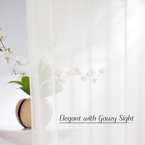 NICETOWN Natural Sheer Curtains, 54x84 Inch Grommet Panels, 2-Pack