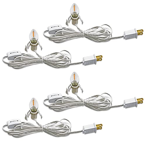 C7 LED Light String with 4 Candelabra Bulbs & Dimmer Switch - 4 Pack, Warm White, E12 Socket, Outdoor Use (Variation: C7 +Accessory-cord 4P)