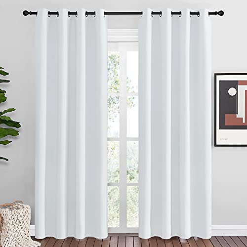 NICETOWN Blackout Curtains, Greyish White, 55" x 86", 2 Panels