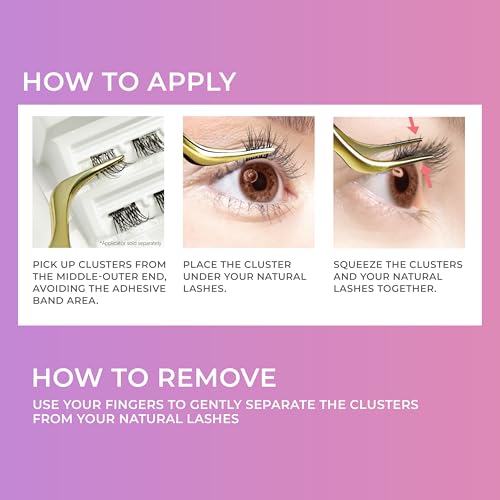 KISS Impress Falsies Press On Eyelashes - 12mm-14mm Natural Volume Bold Lash Clusters with Invisible Band & No Glue Needed