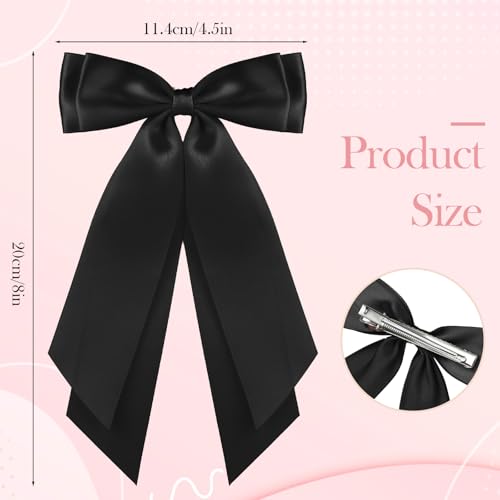 Tweruna Satin Hair Bows for Women, 4-Color Ribbon Hair Clips with Long Tails