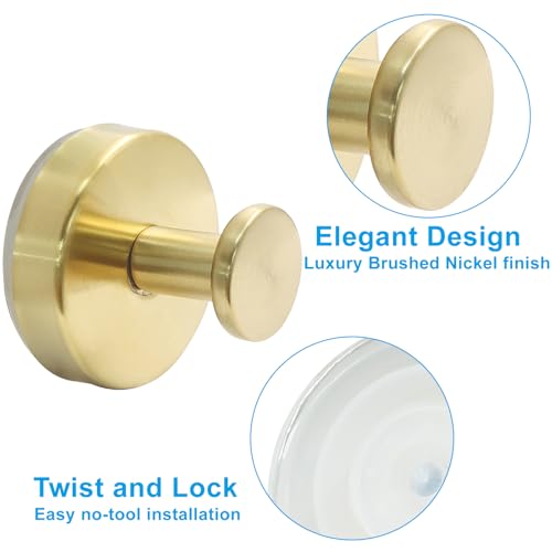 Gold Suction Cup Hooks - 4-Pack for Bathroom & Kitchen Use