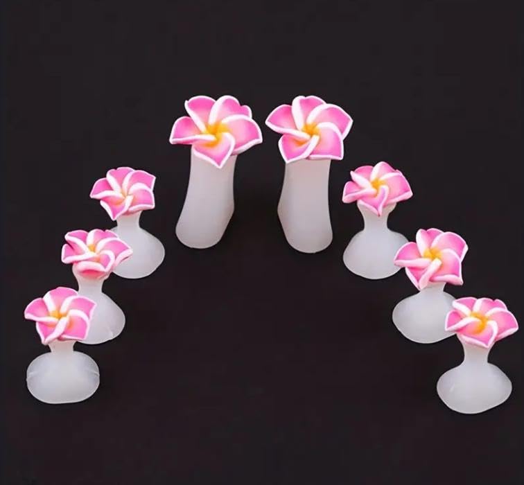 Silicone Toe Separators for Nail Polish 8-Piece Pink Flower Pedicure Set