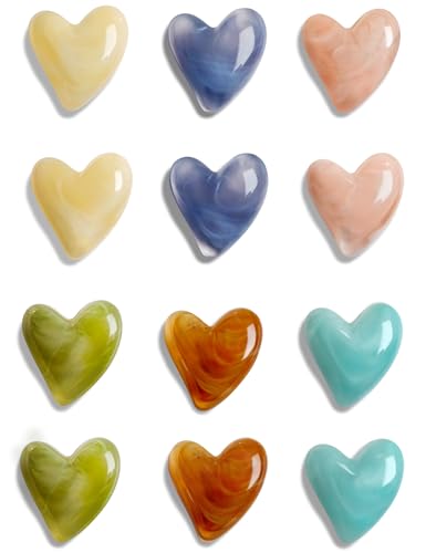 Mymazn Heart Fridge Magnets - Colorful Decorative Magnets (12-Pack)