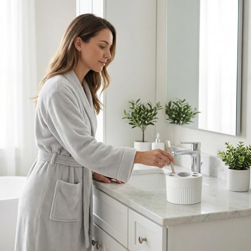 NCONEZON Multi-Slot Toothbrush Holder with Drainage - White ABS Organizer
