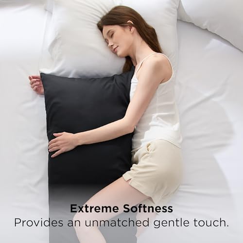 Bedsure Body Pillowcase - 20" x 54" Black, 100% Rayon from Bamboo