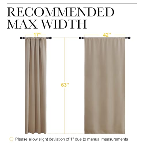 NICETOWN Blackout Curtains 2 Panels, Rod Pocket Thermal Insulated Room Darkening for Bedroom, Living Room, Home Office, Soft Taupe, 42x63 in