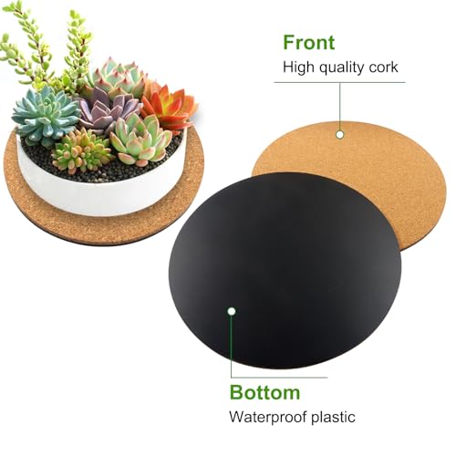 8-Inch Cork Plant Coasters - Set of 3, Super Absorbent & Waterproof