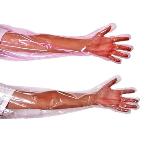 Transparent Disposable Long Plastic Gloves for Veterinary Use - 50pcs