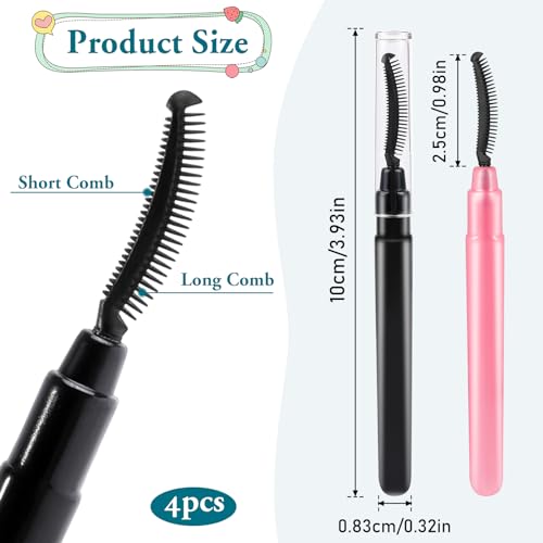 Sliverdew 4 Pcs Silicone Eyelash Separator and Spoolie Brush Set with Lid
