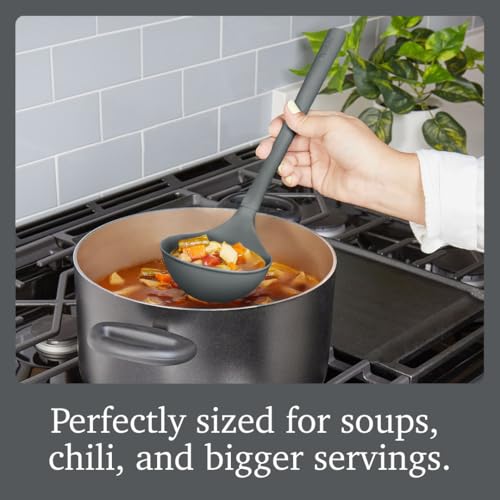 Tovolo Charcoal Silicone Ladle BPA Free Deep Soup Ladle Heat-Resistant Kitchen Utensil