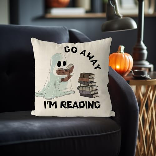 GAGEC Halloween 18x18 Inch Ghost Pillow Cover - Spooky Holiday Farmhouse Decor