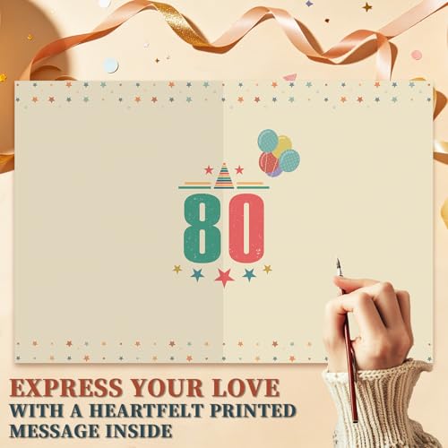 Asmallgf 80th Birthday Card for Him & Her | Vintage Keepsake with Envelope