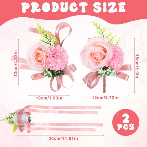 Pink Corsage and Boutonniere Set for Weddings & Proms - 2PCS