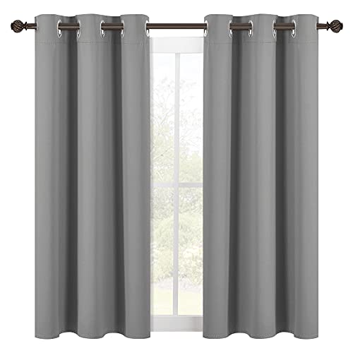 NICETOWN Silver Grey Blackout Curtains 42x54 Inches - Pack of 2, Microfiber Thermal Insulated Drapes for Small Windows