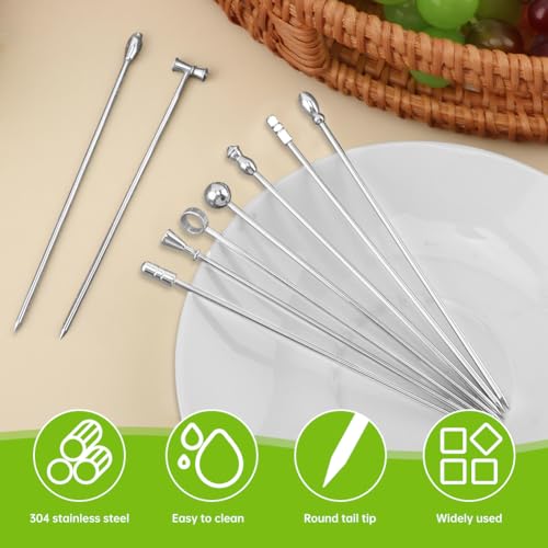 9-Piece Metal Cocktail Picks Set - Unique Martini Skewers for Drinks