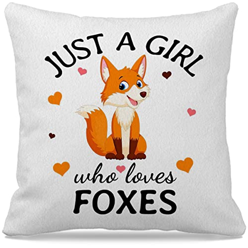 Nogrit Fox Decor Fox Pillow Cover 18x18 Just A Girl Who Loves Foxes Gift for Fox Lovers