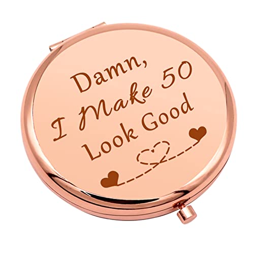 Rose Gold Compact Mirror - 50th Birthday Gift for Women