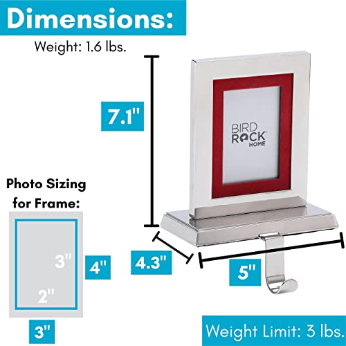Holiday Stocking Holders Set of 4 - Decorative Stainless Steel Mantle Decor
