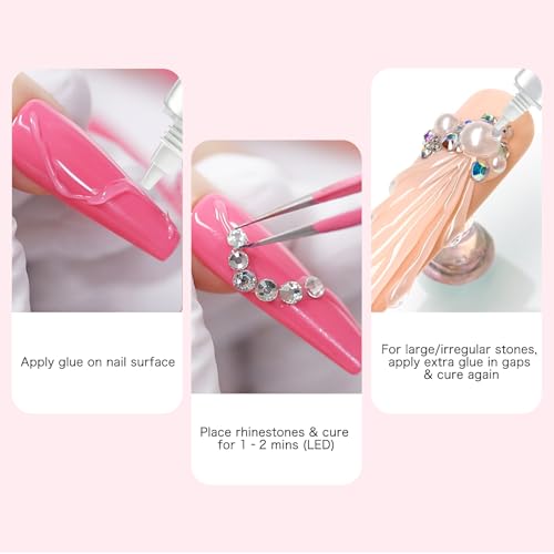 Creaglam Rhinestone Glue for Nails - 2 Pack 16ml Strong Gel Adhesive