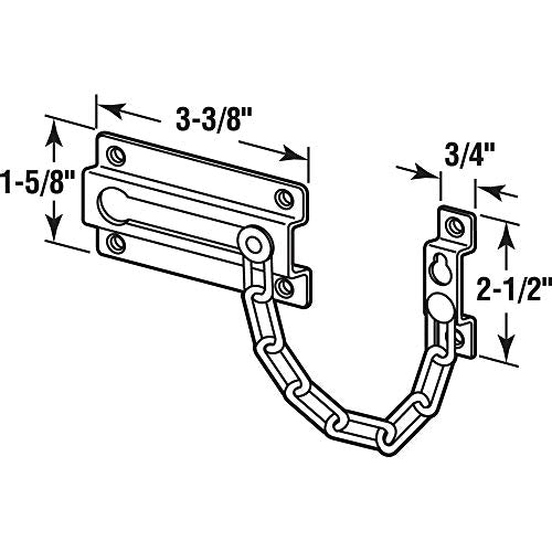 Prime-Line Chain Door Guard with Steel Chain - White Finish (Pack of 2)