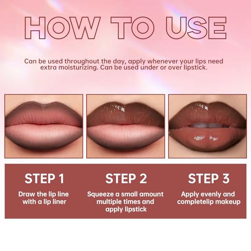 HOSIILY Nourishing Lip Gloss and Brown Lip Liner Combo Set