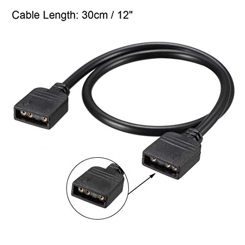 uxcell ARGB Splitter Cable 3 Pin Female Extension Cord 30cm for LED Strips