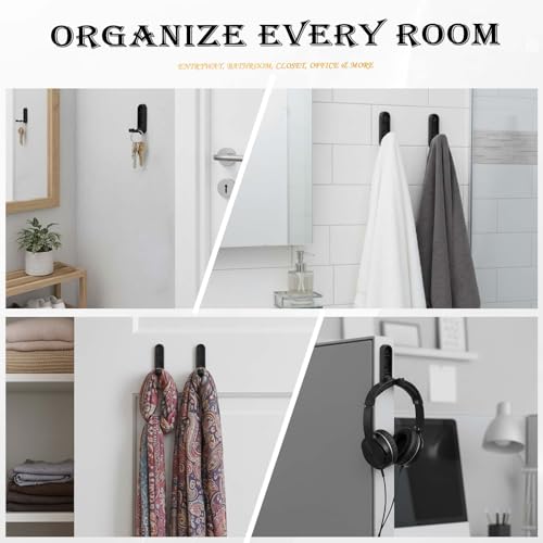 Heavy Duty Black Folding Wall Hooks 2 Pack - Space Saving Zinc Alloy