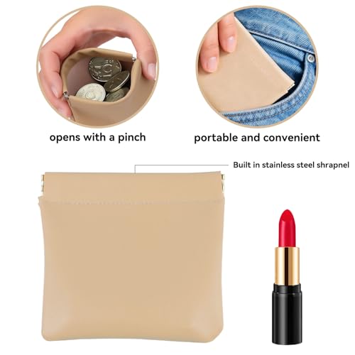 AUCCNT 4 Pcs Small Makeup Bag for Purse - Mini Portable Leather Cosmetic Pouch