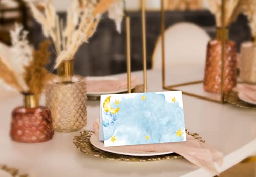 Gihyan Moon and Stars Table Place Cards for Baby Shower, 25 Pcs