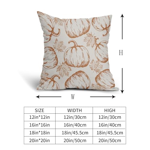 18x18 Inch Set of 2 Burnt Orange Pumpkin Print Pillow Covers