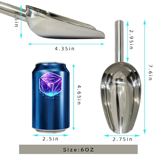 Olmaanseta 6 oz Stainless Steel Small Ice Scoop for Kitchen and Freezer