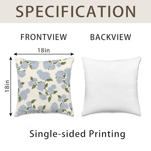 Hexagram Blue Floral Throw Pillow Covers 18x18 (Pack of 2)