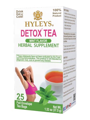 Hyleys Detox Tea - Green Tea with Mint, Ginger & Fennel - 25 Bags