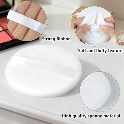 YEAJOIN 3pcs Powder Puff Set with Container Soft Body and Face Makeup Puffs